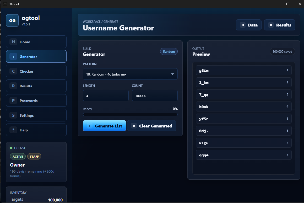 OGTOOL generator